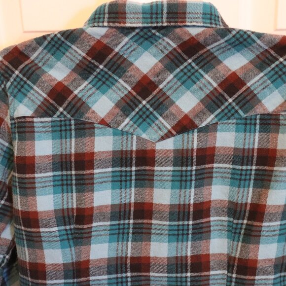 Bit & Bridle Large Flannel Western Style Pearl Snap 100% Cotton Flannel Shirt - Picture 13 of 13